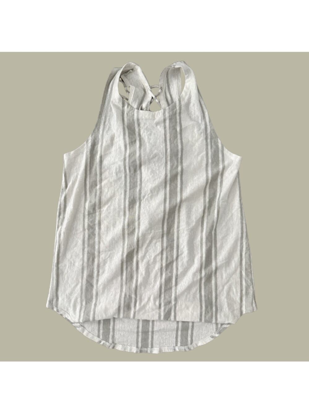 Chaser NWT Linen Blend Striped Lace-Up Back Tank Top Size Medium